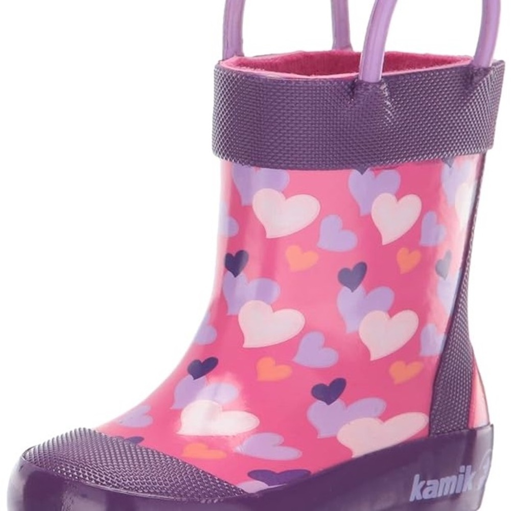 Kamik Pink and Purple Kids Rain Boots
